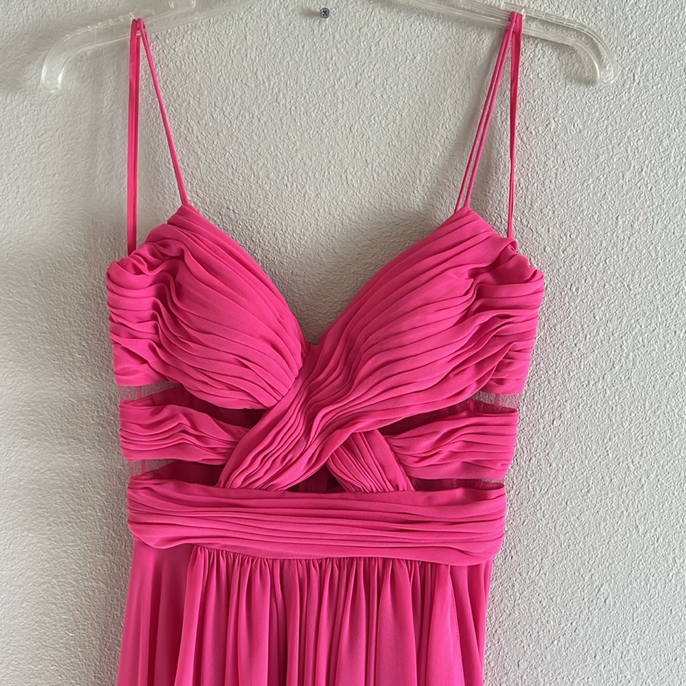Pink cut out high low formal dress